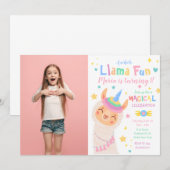 Llama Unicorn Magical Foto Einladung zum Geburtsta (Vorne/Hinten)
