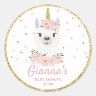 Llama Unicorn Vielen Dank, dass Sie Labels Gastges Runder Aufkleber