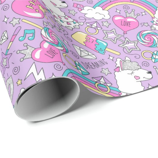 Llama Unicorn Wrapping Paper Geschenkpapier (Rolleneckpunkt)