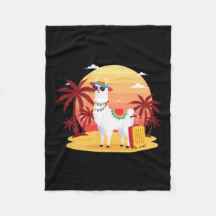 Llama Urlaub Sonnenuntergang Fleecedecke