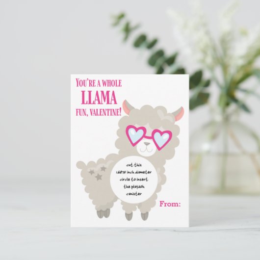 Llama Valentins "Play doh"-Geschenkkarte Begleitkarte (Stehend Vorderseite)