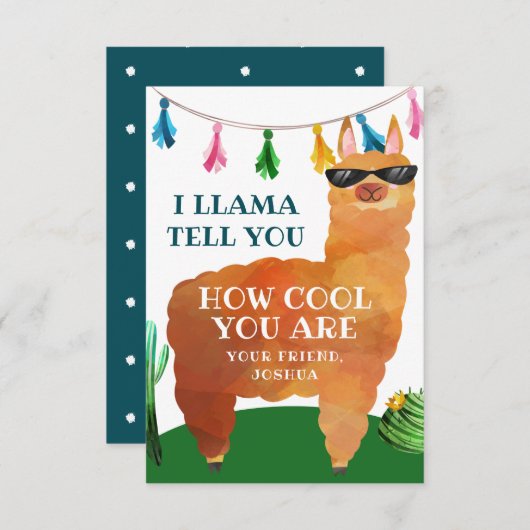 Llama Valentinstag Card für Kinder Dankeskarte (Vorne/Hinten)
