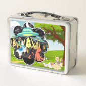 Llama vs Evil Tintenfisch Epic Space Battle Metall Brotdose (Rückseite)