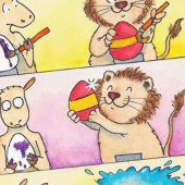 Llama VS Lion Easter 2 Grußkarte von N. Janes Karte