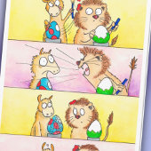 Llama VS Lion Oaster Grußkarte von N. Janes Karte