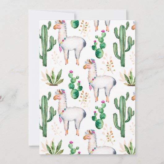 Llama Watercolor Babydusche Einladung (Rückseite)