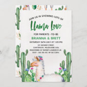 Llama Watercolor Babydusche Einladung (Vorne/Hinten)