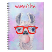 Llama Watercolor Niedlich Bubble Gum Personalisier Notizblock (Vorderseite)