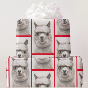 Llama Watercolor Wrapping Paper Alpaca lächelt Geschenkpapier