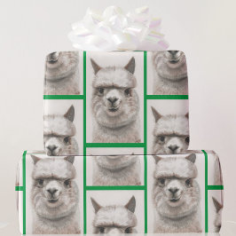 Llama Watercolor Wrapping Paper Alpaca lächelt Geschenkpapier