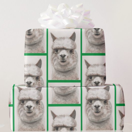 Llama Watercolor Wrapping Paper Alpaca lächelt Geschenkpapier