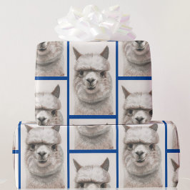 Llama Watercolor Wrapping Paper Alpaca lächelt Geschenkpapier