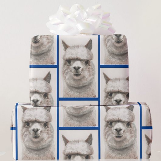 Llama Watercolor Wrapping Paper Alpaca lächelt Geschenkpapier