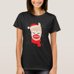 Llama Wear Mask Funny Xmas 2020 Matching Family T-Shirt