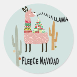 Llama Weihnachts Niedliche Fleece Navidad Runder Aufkleber