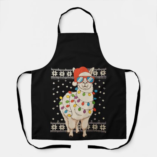 Llama Weihnachtsbeleuchtung Ugly Xmas Sweater Holi Schürze (Vorderseite)