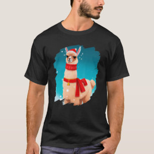 Llama Weihnachtsmann Hut Weihnachten Niedlich Alp T-Shirt