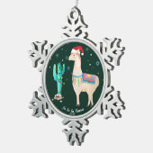 Llama Weihnachtsschmuck - Personalisiertes Pewter Schneeflocken Zinn-Ornament (Rechts)