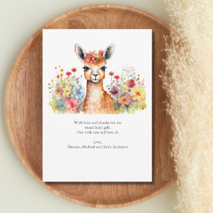 Llama Wildblumen Baby Shower Dankeskarten