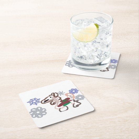 Llama winter fun rechteckiger pappuntersetzer (Vor Ort)