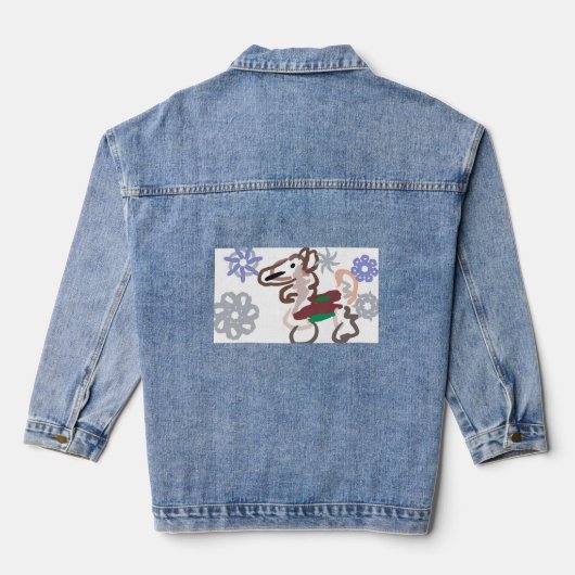Llama-Winter-Spaß Jeansjacke (Rückseite)