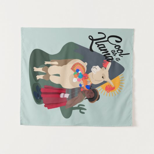 Llama with her little girl wall art wandteppich (Vorderseite (Horizontal))