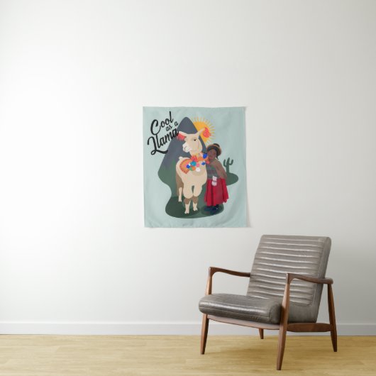 Llama with her little girl wall art wandteppich (Beispiel)
