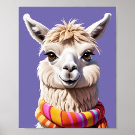 Llama Wrapped in Warmth: Scarf Edition Poster