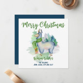 Llama Wreath Watercolor Frohe Weihnachten Custom Mitteilungskarte (Vorderseite/Rückseite Beispiel)