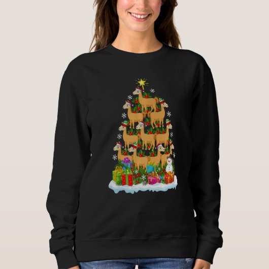 Llama  Xmas Holiday  Llama Christmas Tree Sweatshirt (Vorderseite)