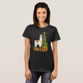 Llama Xmas Holiday Santa Llama Christmas Tree T-Shirt (Vorne ganz)