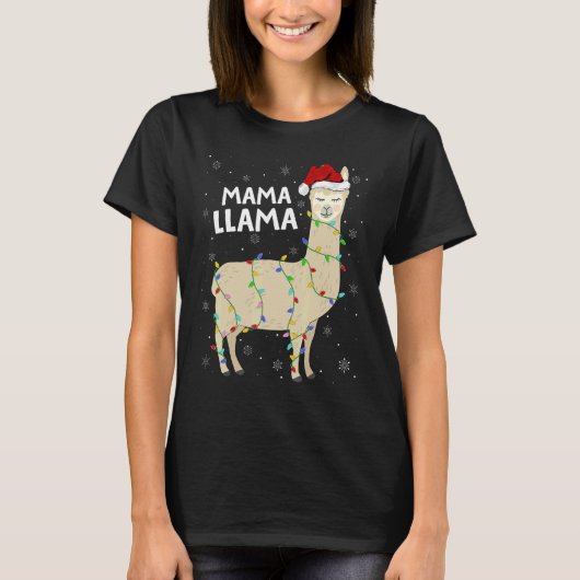 Llama Xmas Lights Mama Llama Weihnachten T-Shirt (Vorderseite)