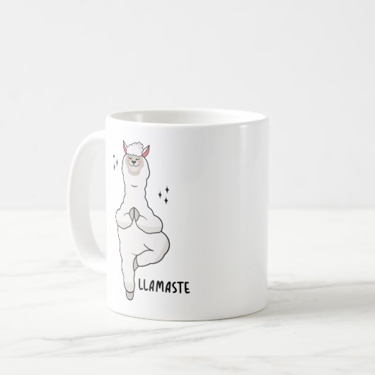 Llama Yoga Pose With Llamaste Kaffeetasse (Vorderseite Links)