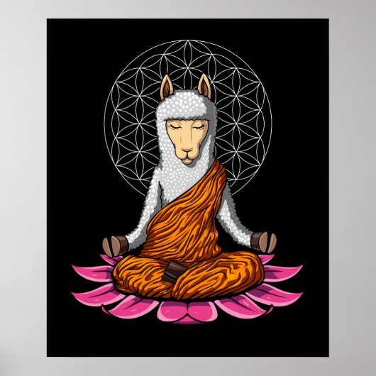 Llama Yoga Zen Alpaca Medizin Tier Poster (Vorne)