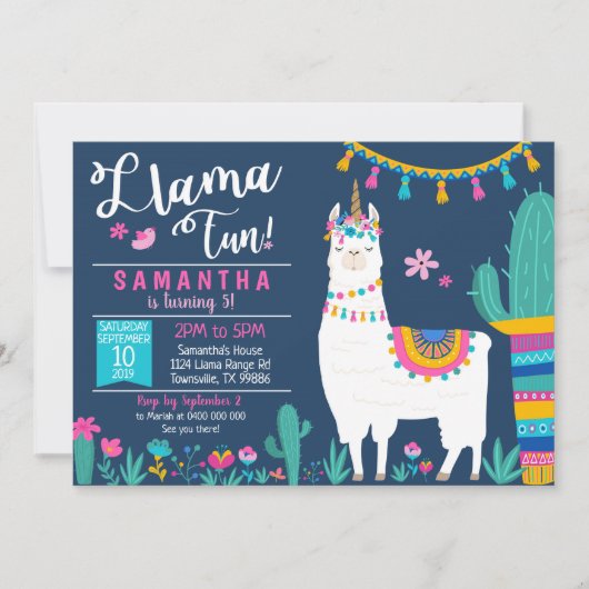 Llamacorn Einladung - Llamacorn Spaß Einladung (Vorderseite)