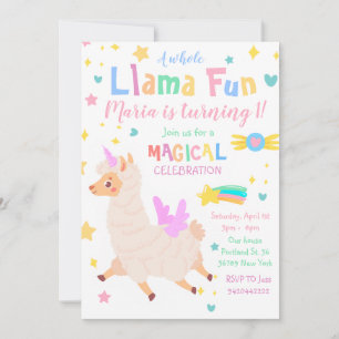 Llamacorn Magical Unicorn Einladung zum Geburtstag