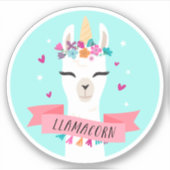 Llamacorn Niedlich Kawaii Unicorn Llama Aufkleber (Vorderseite)