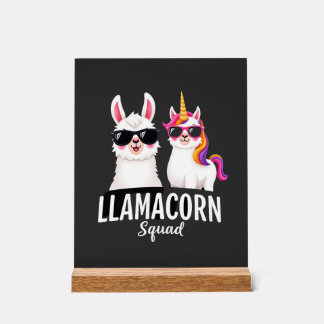 Llamacorn-Truppe Lustiges Einhorn Llama-Truppe Wei Acrylschild
