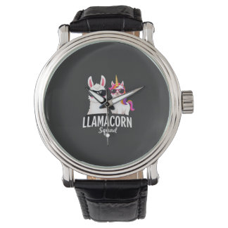 Llamacorn-Truppe Lustiges Einhorn Llama-Truppe Wei Armbanduhr