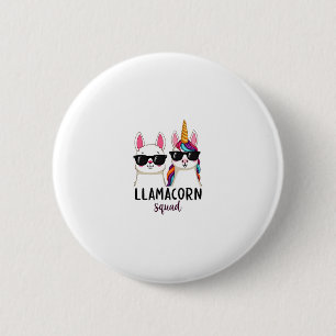 Llamacorn-Truppe Lustiges Einhorn Llama-Truppe Wei Button