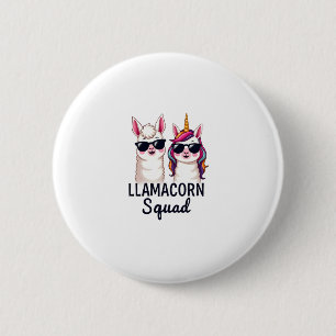 Llamacorn-Truppe Lustiges Einhorn Llama-Truppe Wei Button