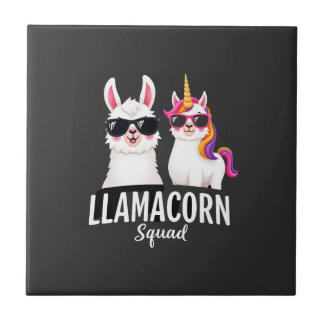 Llamacorn-Truppe Lustiges Einhorn Llama-Truppe Wei Fliese