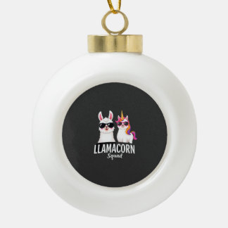 Llamacorn-Truppe Lustiges Einhorn Llama-Truppe Wei Keramik Kugel-Ornament