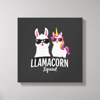 Llamacorn-Truppe Lustiges Einhorn Llama-Truppe Wei Leinwanddruck