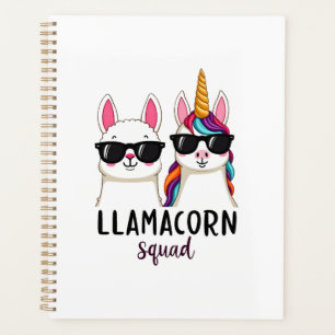 Llamacorn-Truppe Lustiges Einhorn Llama-Truppe Wei Planer