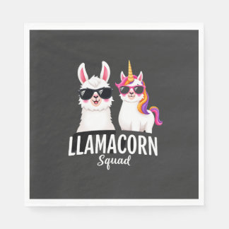 Llamacorn-Truppe Lustiges Einhorn Llama-Truppe Wei Serviette