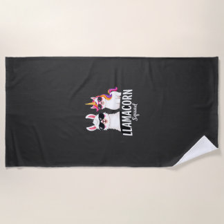 Llamacorn-Truppe Lustiges Einhorn Llama-Truppe Wei Strandtuch