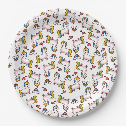 Llamacorn Verrücktheit Pappteller (Vorderseite)