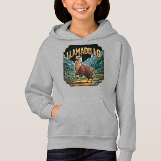 Llamadillo Illustration Combo Creature Funny Hoodie (Vorderseite)