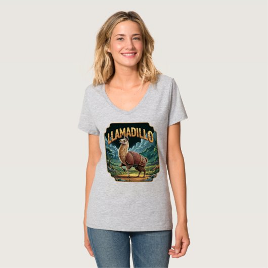 Llamadillo Illustration Combo Creature Funny T-Shirt (Vorderseite Vollansicht)